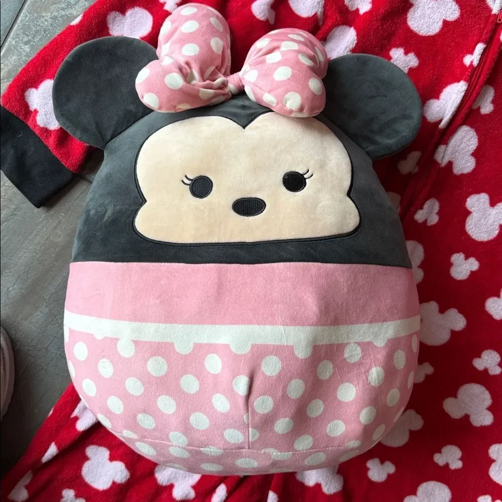 Disney Minnie Mouse Pajama Fleece Sleeper & Squishmallows Disney Plush 16”Minnie